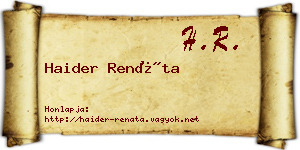 Haider Renáta névjegykártya